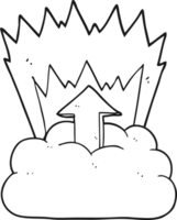 hand drawn black and white cartoon upload to the cloud png