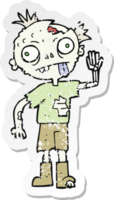 retro distressed sticker of a cartoon zombie png