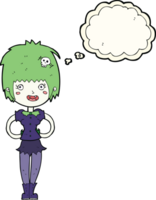cartoon happy vampire girl with thought bubble png