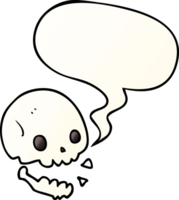 cartoon spooky skull with speech bubble in smooth gradient style png