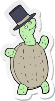 sticker van een tekenfilmschildpad met hoge hoed png