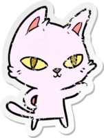 pegatina angustiada de un gato de dibujos animados mirando fijamente png