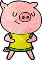 Lycklig tecknad serie gris png