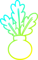cold gradient line drawing of a  houseplant in vase png