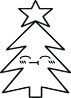 line drawing cartoon of a christmas tree png