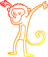 warm gradient line drawing of a cartoon monkey png