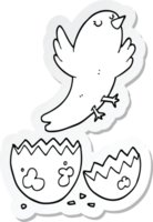 sticker of a cartoon bird hatching from egg png