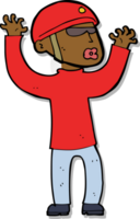 sticker of a cartoon security man panicking png