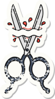 distressed sticker tattoo in traditional style of barber scissors png