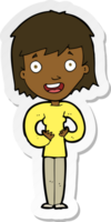 sticker of a cartoon happy woman png