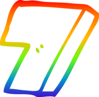 rainbow gradient line drawing of a cartoon number seven png