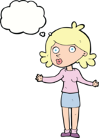 cartoon confused woman with thought bubble png
