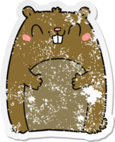 distressed sticker of a cartoon happy gopher png