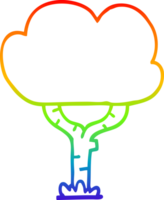 rainbow gradient line drawing of a cartoon tree png