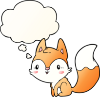 cartoon fox with thought bubble in smooth gradient style png