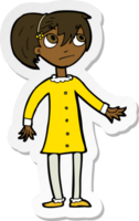 sticker of a cartoon worried girl png