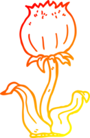 warm gradient line drawing of a cartoon wild flower png