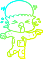 cold gradient line drawing of a weird cartoon alien pointing png