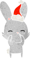 curious bunny hand drawn retro cartoon of a wearing santa hat png