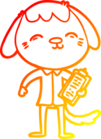 caloroso gradiente linha desenhando do uma feliz desenho animado escritório trabalhador cachorro png