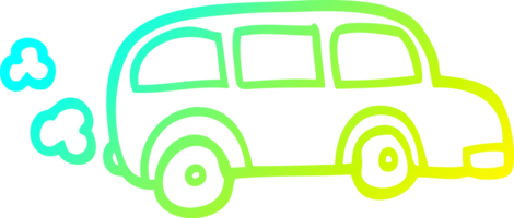 cold gradient line drawing of a child's drawing of a bus png