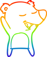 rainbow gradient line drawing of a cartoon bear png