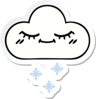 sticker of a cute cartoon snow cloud png