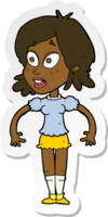 sticker of a cartoon surprised woman png