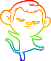 Regenbogen Gradient Linie Zeichnung von ein Karikatur genervt Affe png