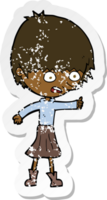 retro distressed sticker of a cartoon woman stressing out png