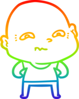 rainbow gradient line drawing of a cartoon creepy guy png