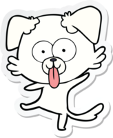 sticker of a funny cartoon dancing dog png