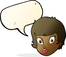 cartoon surprised female face with speech bubble png