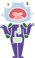 dibujos animados de estilo de color plano extraterrestre extraño encogiéndose de hombros png