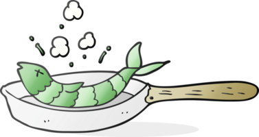 hand drawn cartoon frying fish png