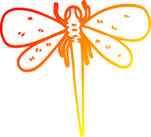 warm gradient line drawing of a cartoon dragonfly png