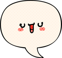 happy cartoon face with speech bubble in comic book style png