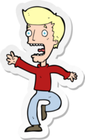 sticker of a cartoon terrified man png