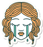 sticker of tattoo in traditional style of female face crying png