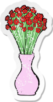 pegatina retro angustiada de una caricatura de flores en maceta png