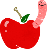 cartoon apple with worm png