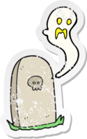 retro distressed sticker of a cartoon ghost rising from grave png