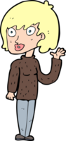 cartoon waving woman png