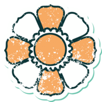 iconisch verontrust sticker tatoeëren stijl beeld van een bloem png