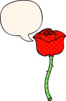 cartoon rose with speech bubble in comic book style png