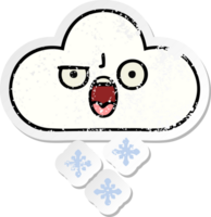 distressed sticker of a cute cartoon snow cloud png