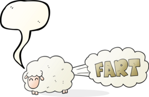 hand- getrokken toespraak bubbel tekenfilm scheten laten schapen png