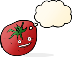 cartoon happy tomato with thought bubble png