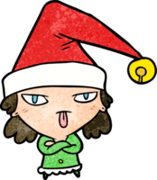 cartoon girl wearing christmas hat png