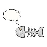 hand drawn thought bubble cartoon fish bones png